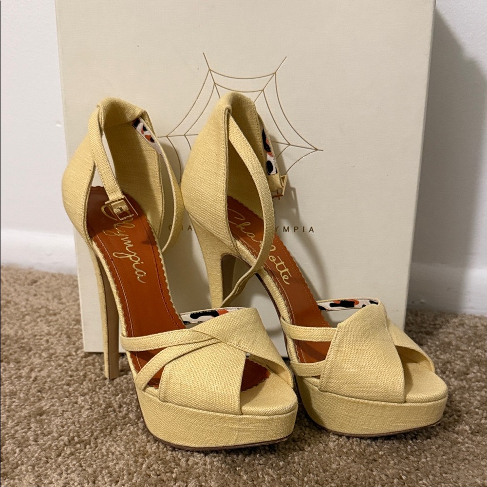 Charlotte Olympia Light Yellow Crisscross Heels